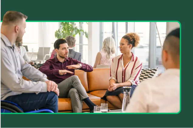 People sitting in a circle talking
