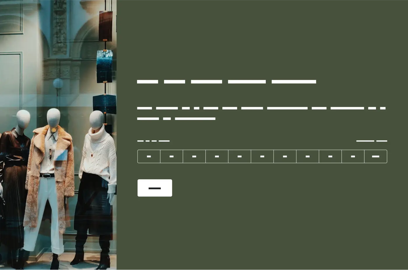 Clothing displayed on mannequins, next to survey question