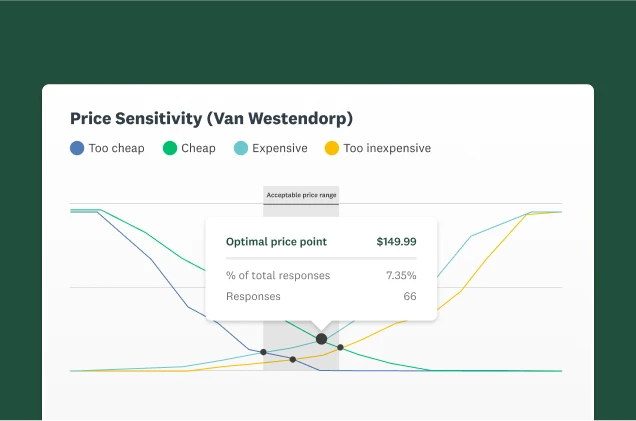Screenshot of SurveyMonkey price optimization solution