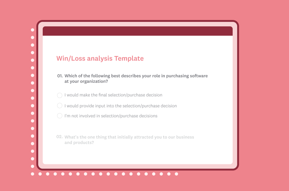 Screenshot of SurveyMonkey win loss analysis survey template