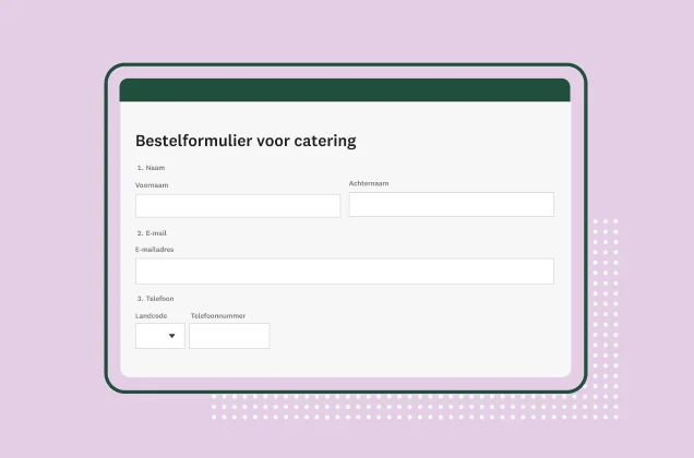 Screenshot van bestelformulier voor catering