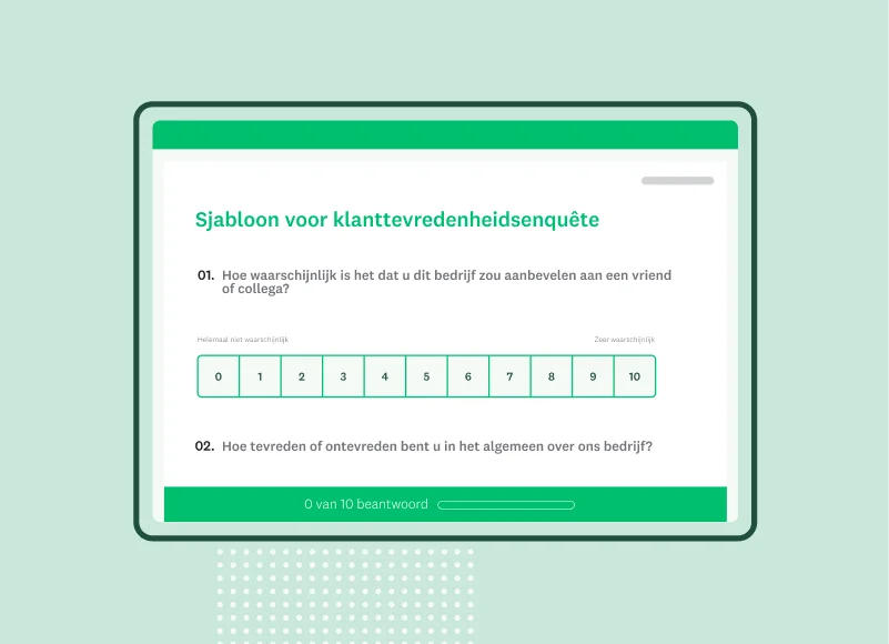 Screenshot van een SurveyMonkey-enquêtesjabloon over de klanttevredenheid