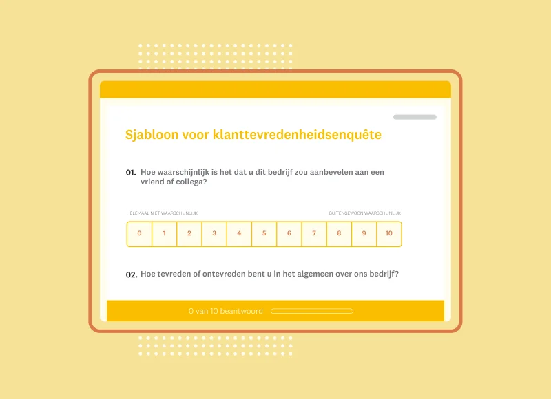 Screenshot van een SurveyMonkey-enquêtesjabloon over de klanttevredenheid