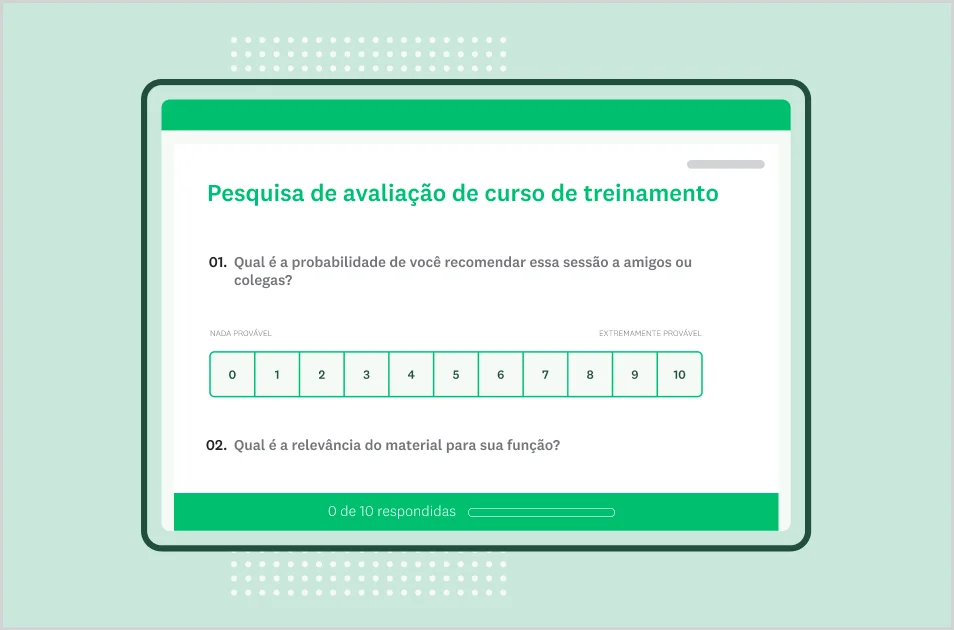 Pesquisa de avaliação de curso de treinamento