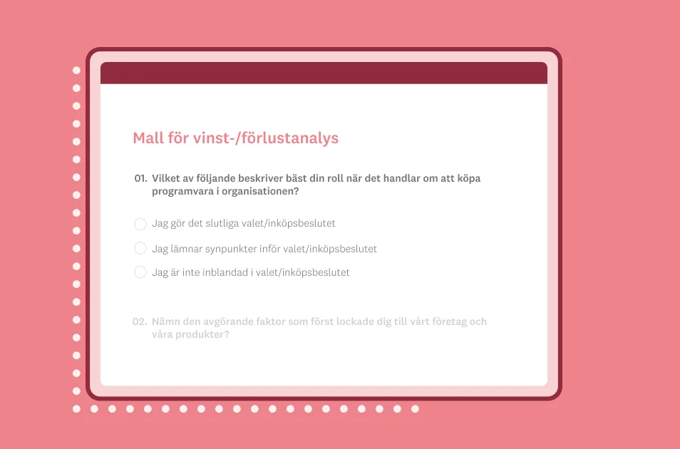 Skärmbild av SurveyMonkeys mall för enkäter om vinst-/förlustanalys