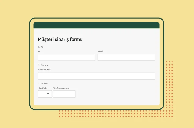 Müşteri sipariş formu ekran görüntüsü