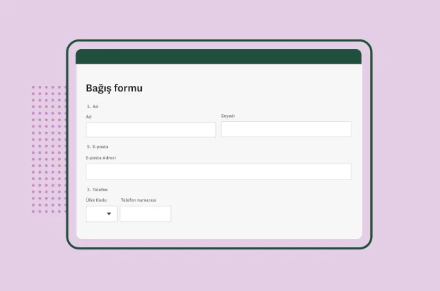 SurveyMonkey bağış formu şablonu ekran görüntüsü