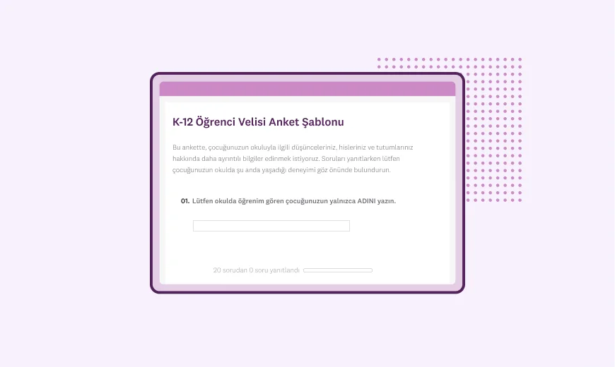 SurveyMonkey K-12 veli anketi şablonu ekran görüntüsü