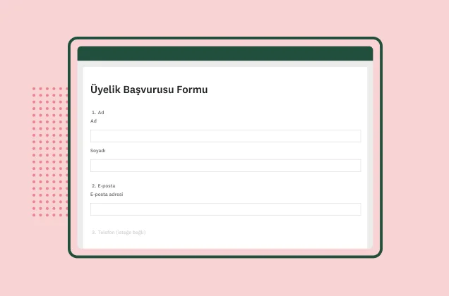 SurveyMonkey üyelik başvurusu form şablonu ekran görüntüsü