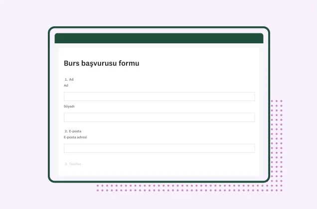 SurveyMonkey burs başvurusu form şablonu ekran görüntüsü