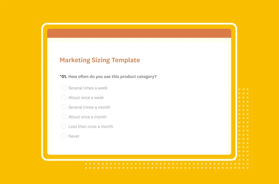Screenshot of SurveyMonkey market sizing survey template