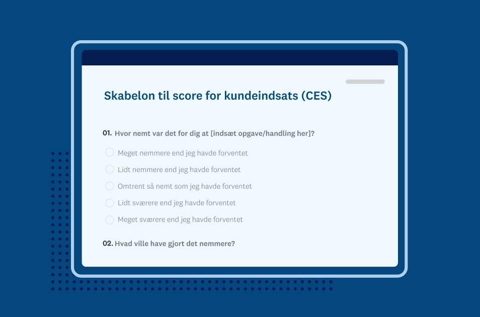 Skærmbillede af SurveyMonkeys skabelon til spørgeundersøgelse om score for kundeindsats