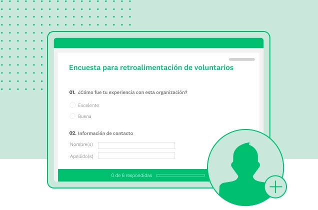 Captura de pantalla de la plantilla de encuesta de SurveyMonkey para retroalimentación de voluntarios