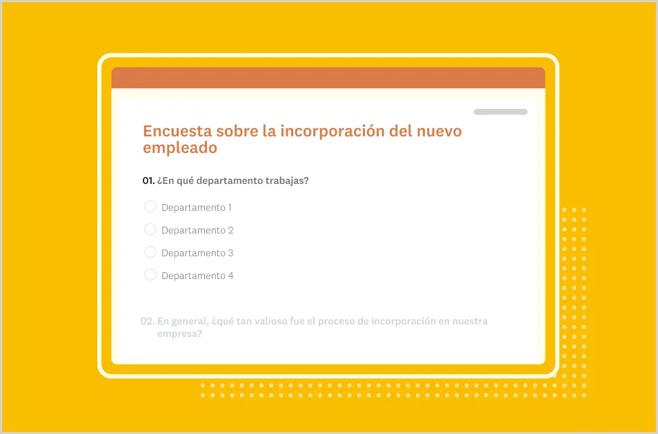 Plantilla de encuesta sobre la incorporación de nuevos empleados