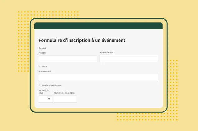 Capture d’écran du modèle de formulaire d’inscription à un événement SurveyMonkey