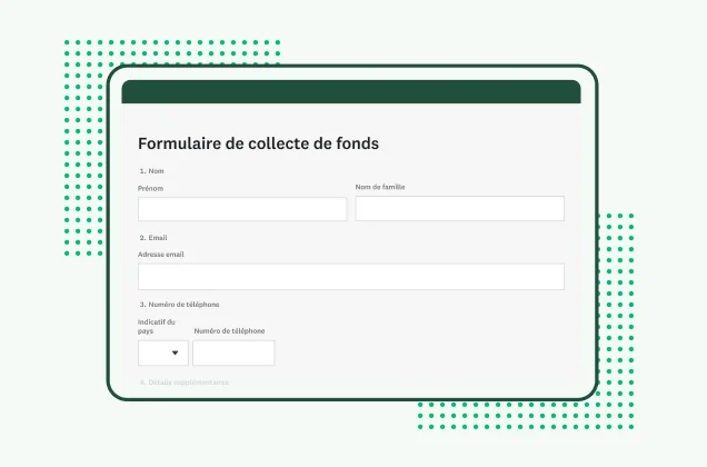 Capture d’écran du modèle de formulaire de collecte de fonds SurveyMonkey