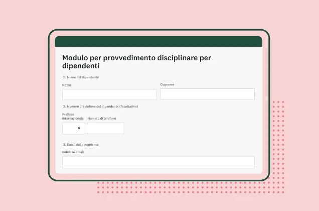 Schermata del modello per moduli di provvedimento disciplinare per dipendenti di SurveyMonkey
