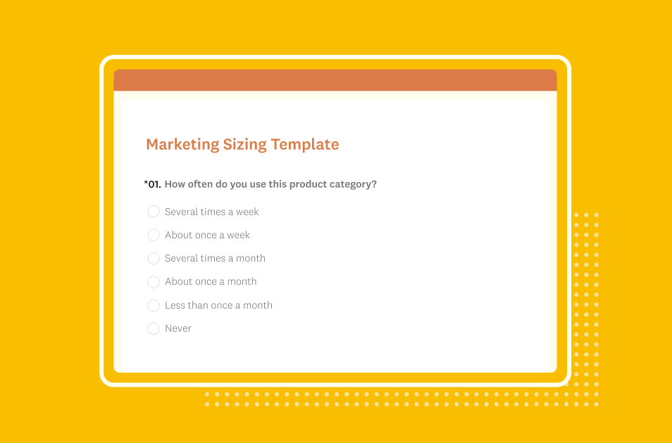 Screenshot of SurveyMonkey market sizing survey template